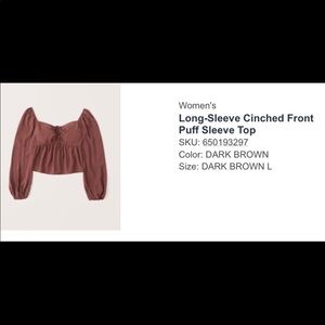 A&F Long-Sleeve Cinched Front
Puff Sleeve Top